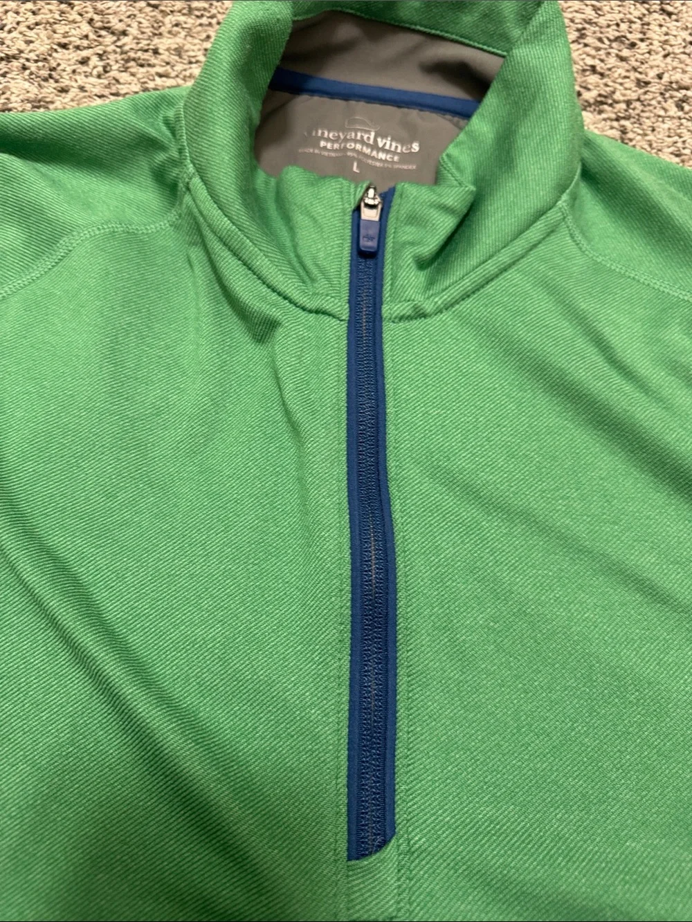 Vineyard Vines Green Performance Quarter-Zip with Navy Trim